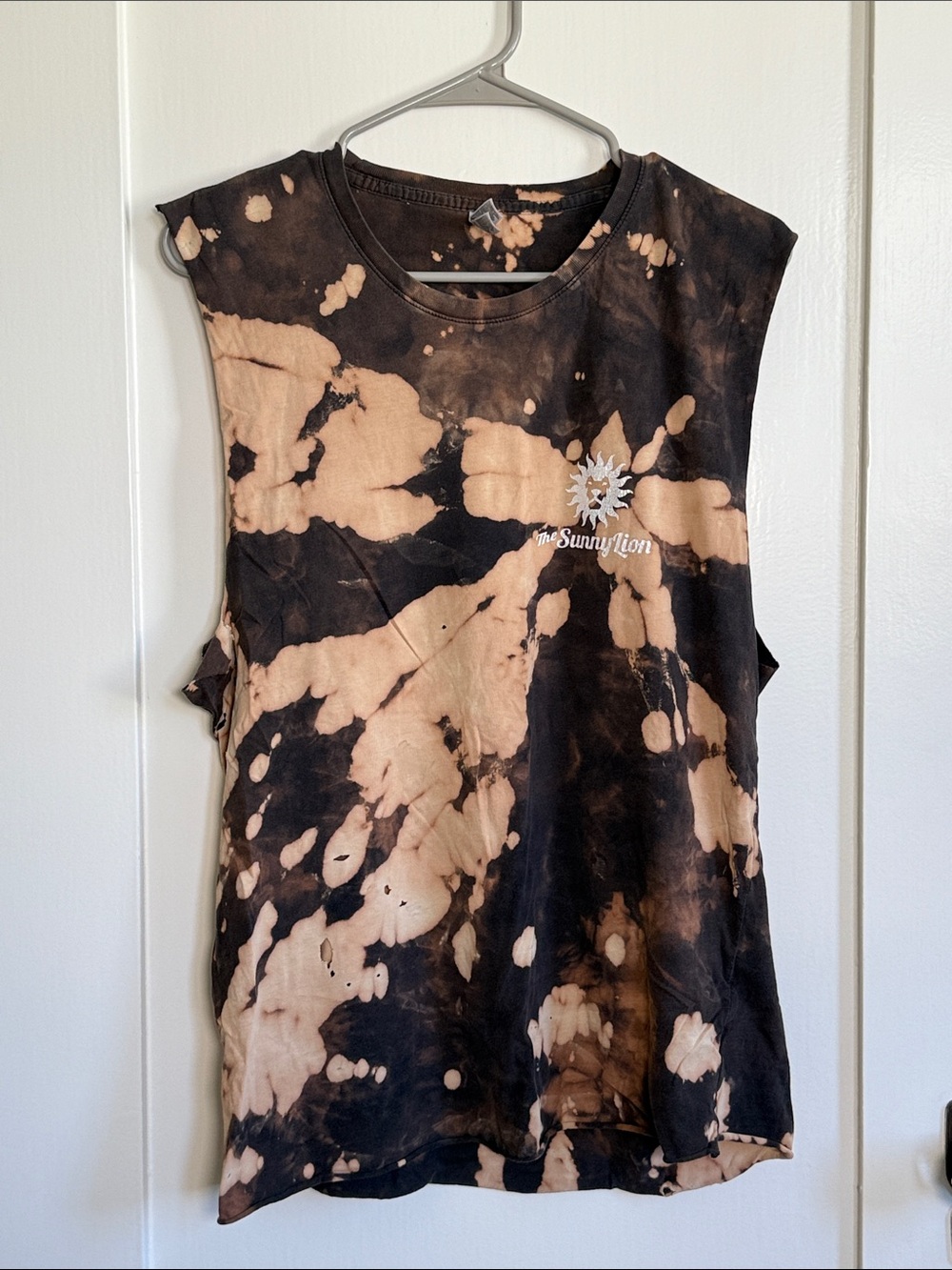 Tie-Dye Sleeveless Tank - Black & Tan